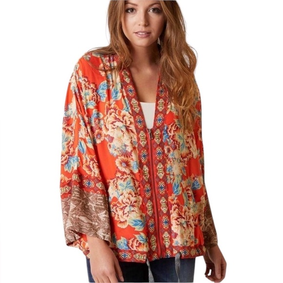 Free People Wildflower Kimono - Women's Kimonos in Red NWOT - Picture 1 of 16